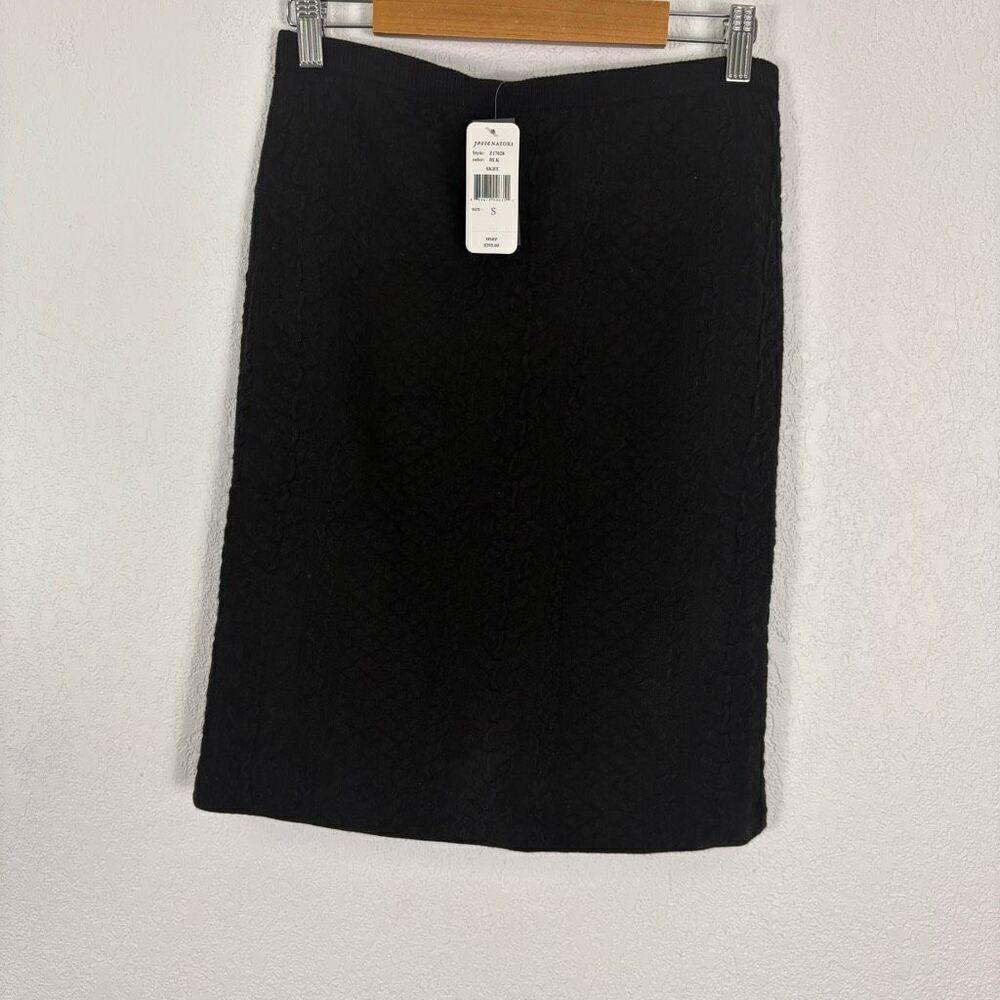 NWT Josie Natori Black Textured Pull On Pencil Skirt Women's Size Small
